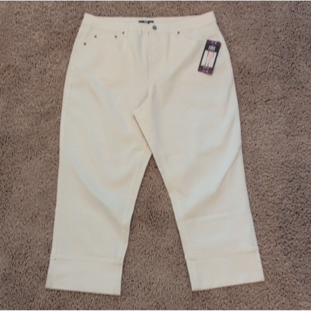 Frye Women's Ivory High-Rise Cropped Straight Leg Pants Flat Front Pockets 14/32